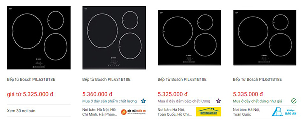 Giá bếp từ Bosch PIL631B18E trên websosanh