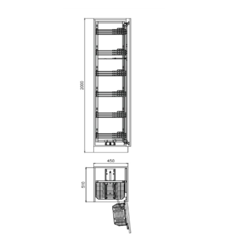 Tủ đồ khô nan dẹt SUS304 cánh mở GrandX XPR.450S0