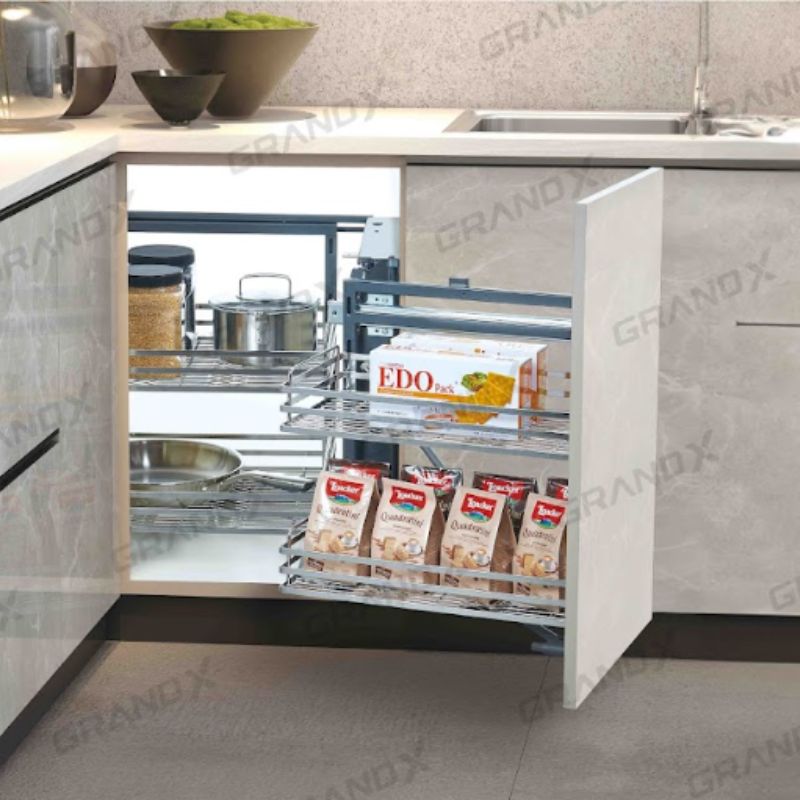 Kệ góc liên hoàn nan dẹt Inox GrandX XMC.45S RIGHT