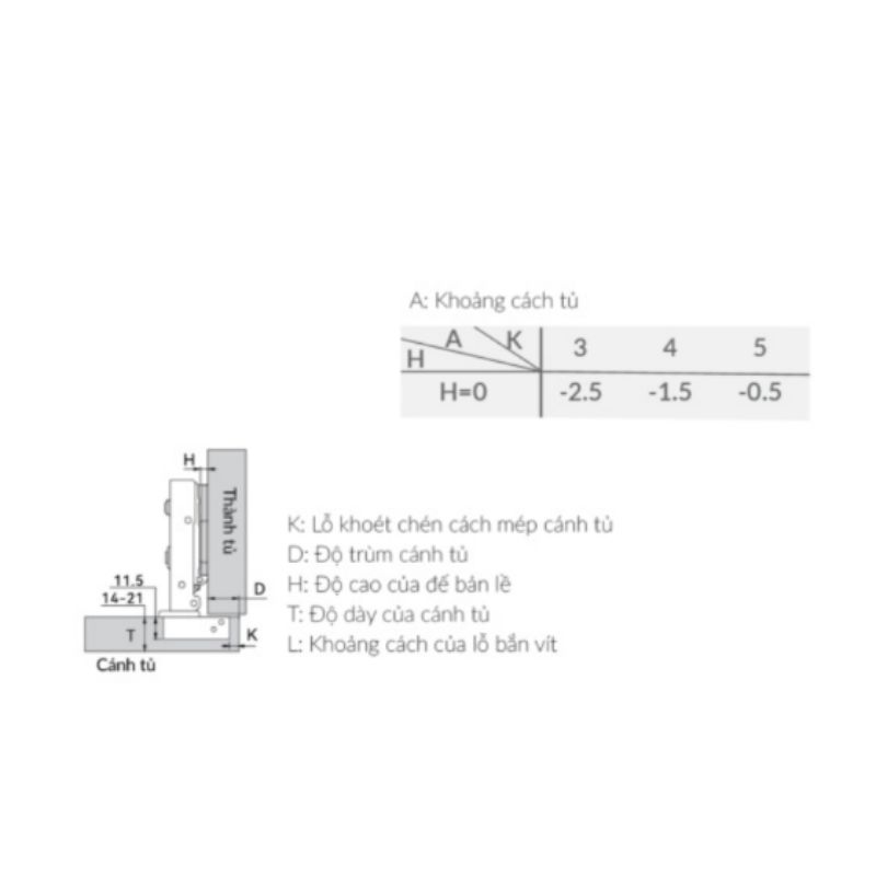 Bản lề cong lắp lọt lòng Capella thép GrandX XC.IR107C0