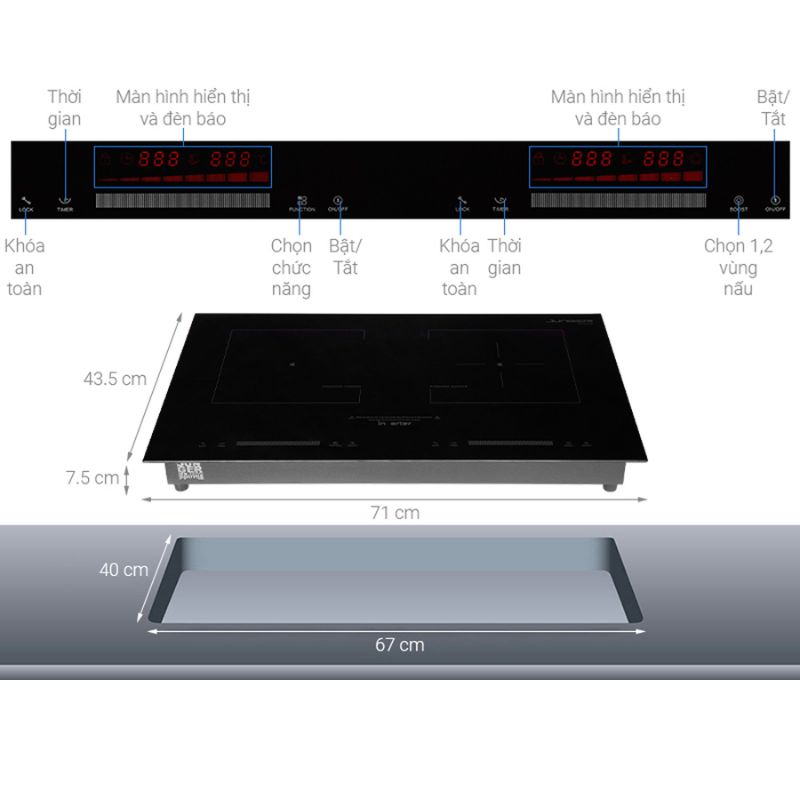 Bếp từ kết hợp hồng ngoại Junger SIS-66 lắp âm1