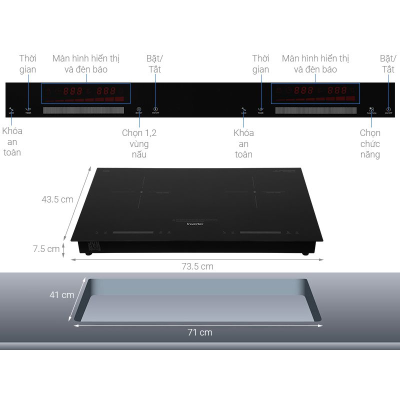 Bếp từ kết hợp hồng ngoại Junger SIS-68 lắp âm1