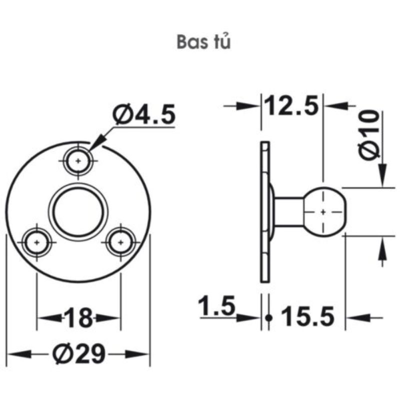 Pittong đẩy cánh tủ 100N Hafele 373.82.9083