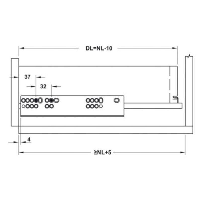 Ray âm EPC Evo 350mm giảm chấn Hafele 433.32.0721