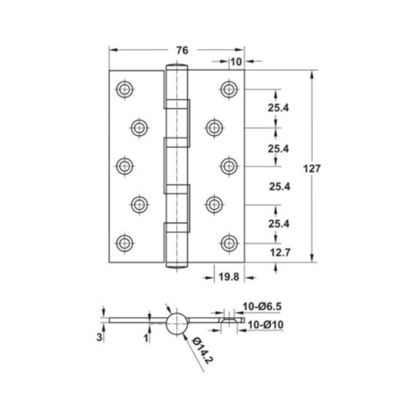 Bản lề lá 4BB 127x76x3mm Häfele DIY 489.05.0270