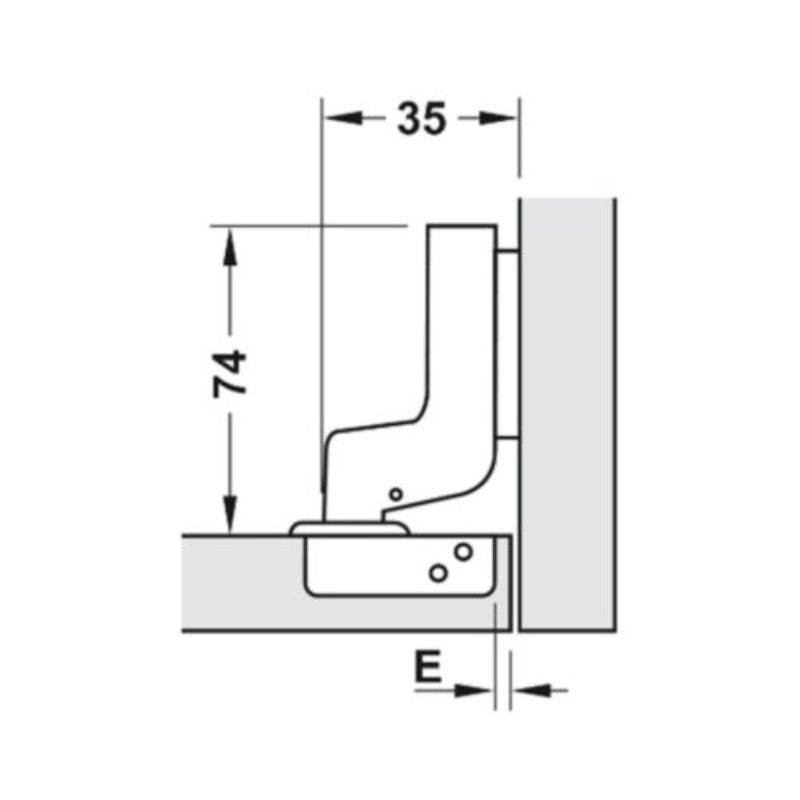 Bản lề lọt lòng Metalla SM 110° giảm chấn Hafele 315.06.7520