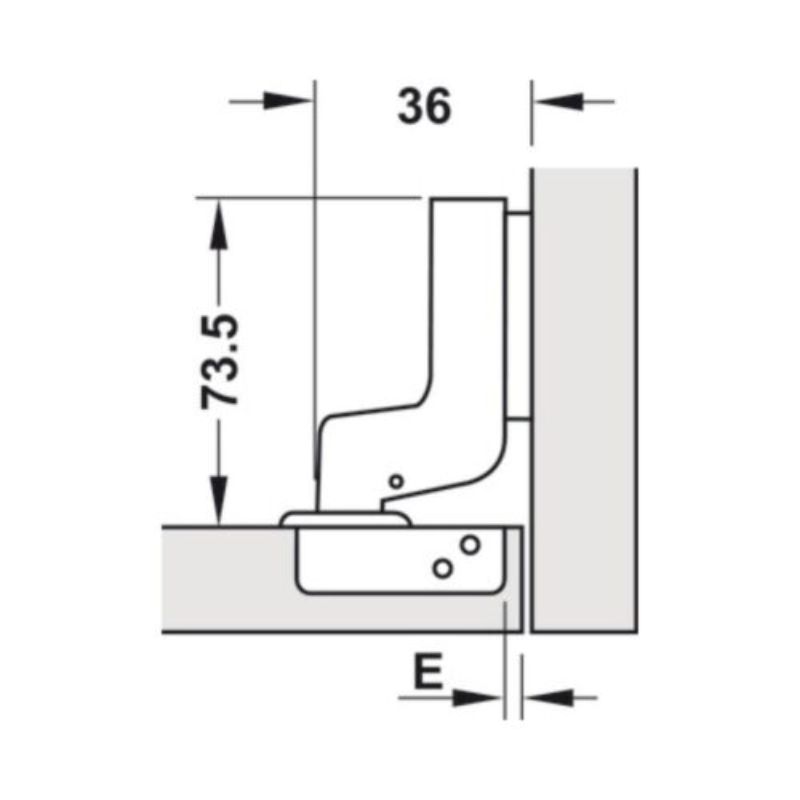 Bản lề lọt lòng Metalla SM DIY 110º Hafele 493.03.0230