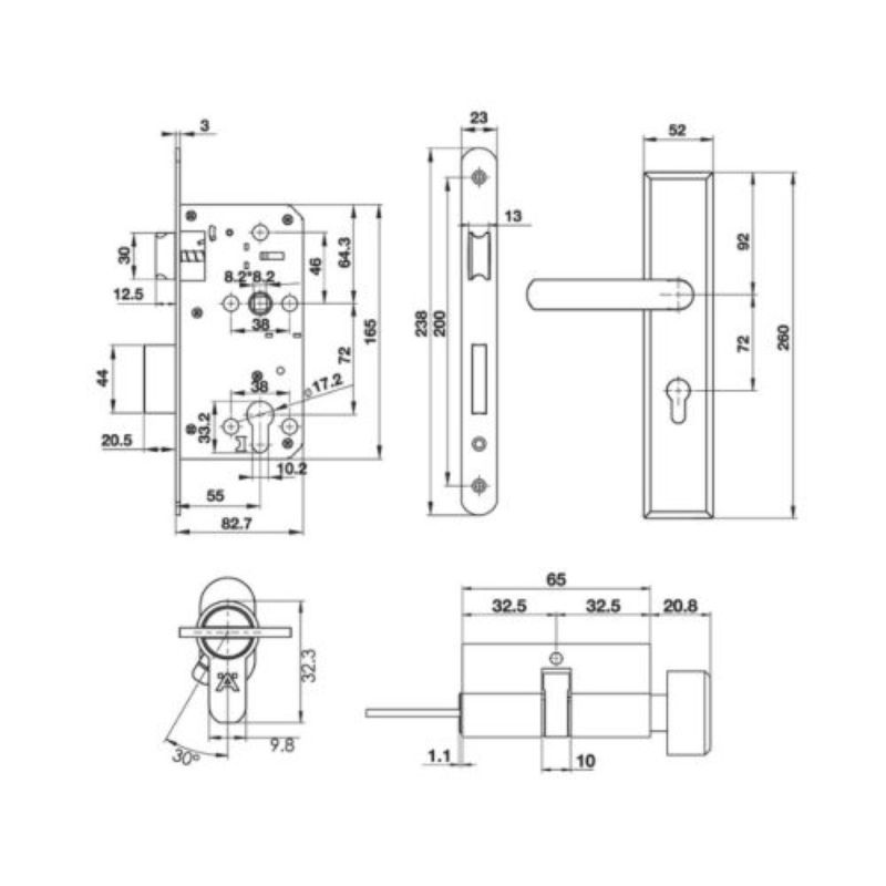 Bộ Khóa Cửa Tay Nắm Chụp DIY Hafele 499.62.5040