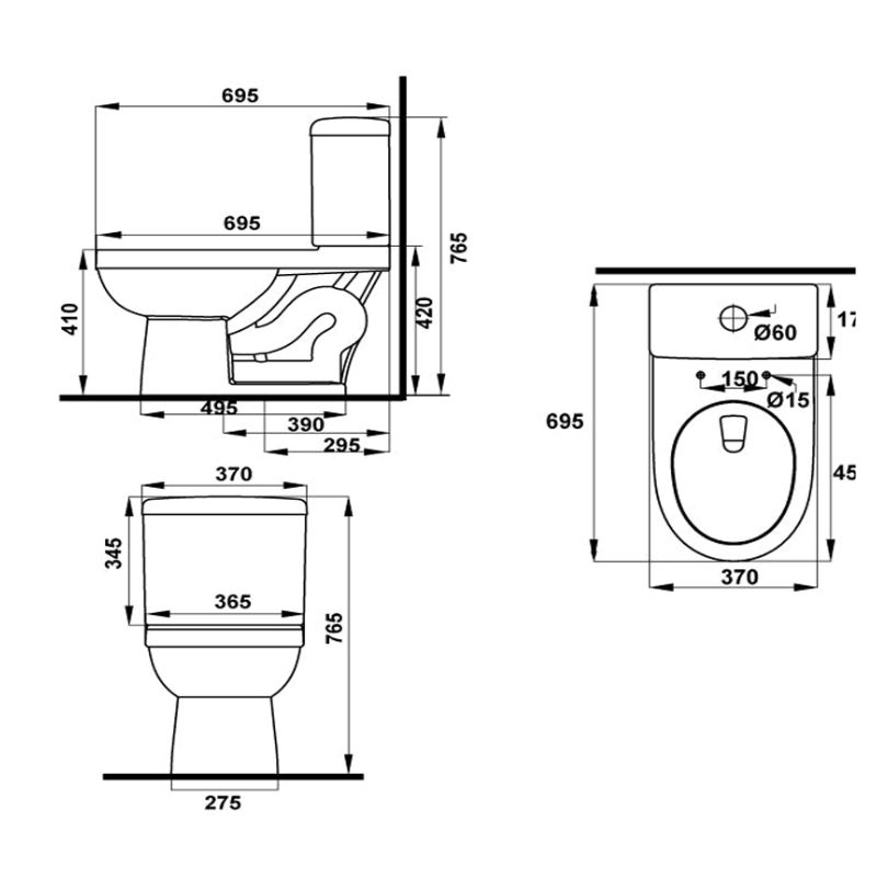 Bồn cầu 2 khối Compact Hafele 588.79.4040