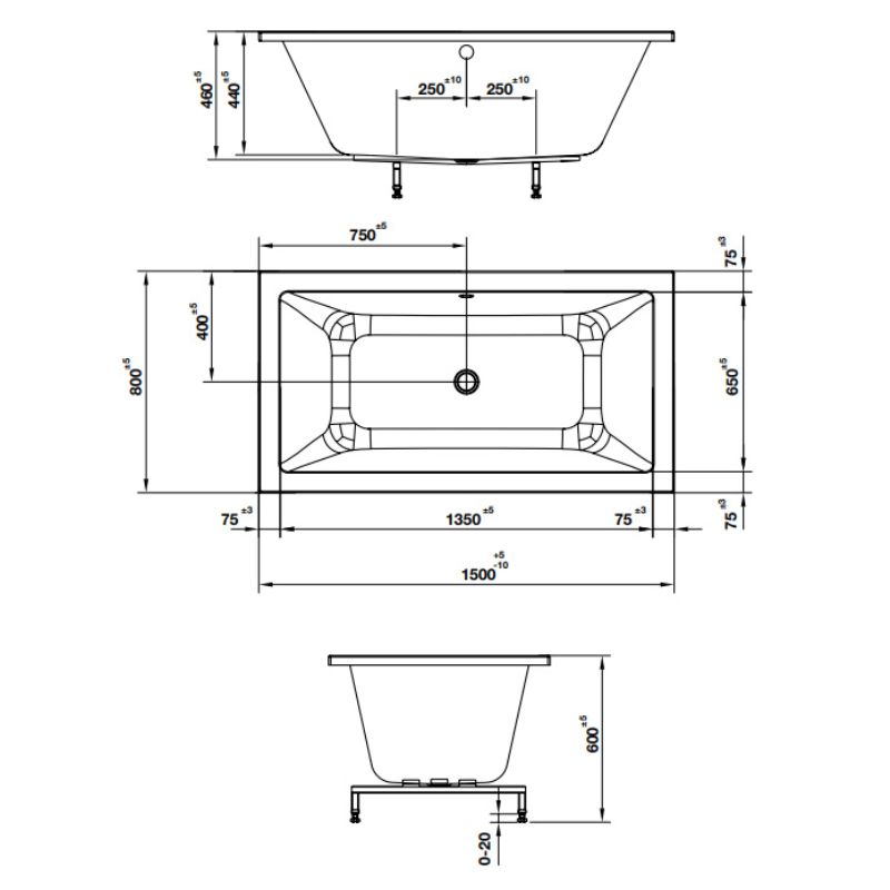 Bồn tắm âm hình vuông Nagoya 1500 Hafele 588.79.6030