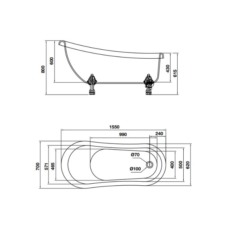 Bồn tắm độc lập Nagoya 1550 Hafele 588.99.6302