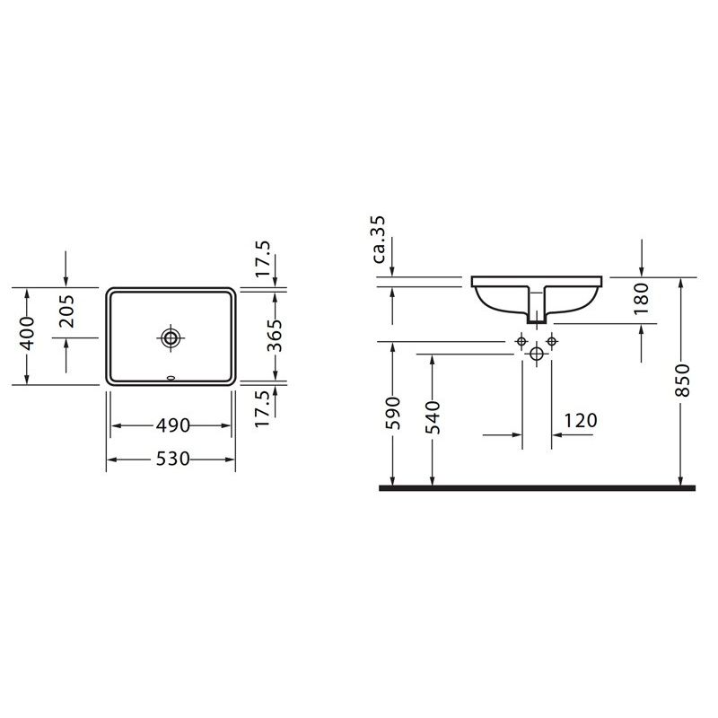 Chậu lavabo âm bàn Duravit Starck 3 Hafele 588.45.0820