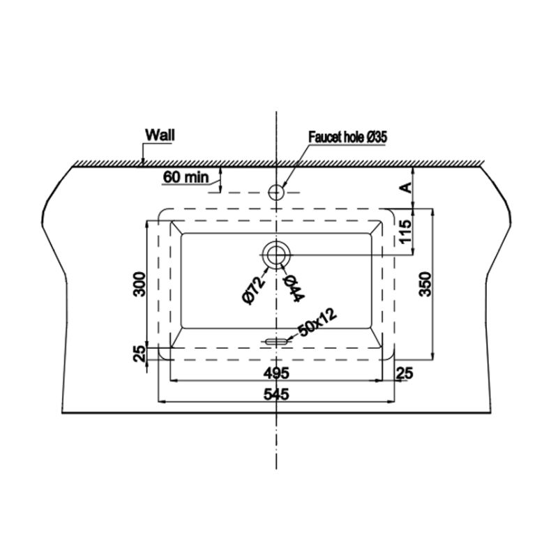 Chậu lavabo âm bàn Sapporo 545 Hafele 588.79.0140