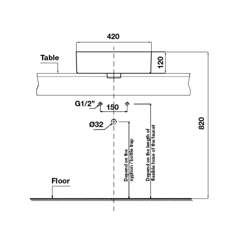 Chậu lavabo đặt bàn Sapporo Hafele 588.79.0720