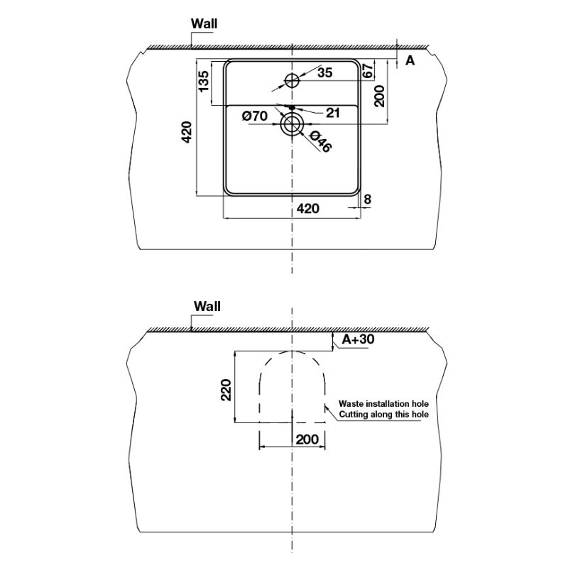 Chậu lavabo đặt bàn Sapporo Hafele 588.79.0721