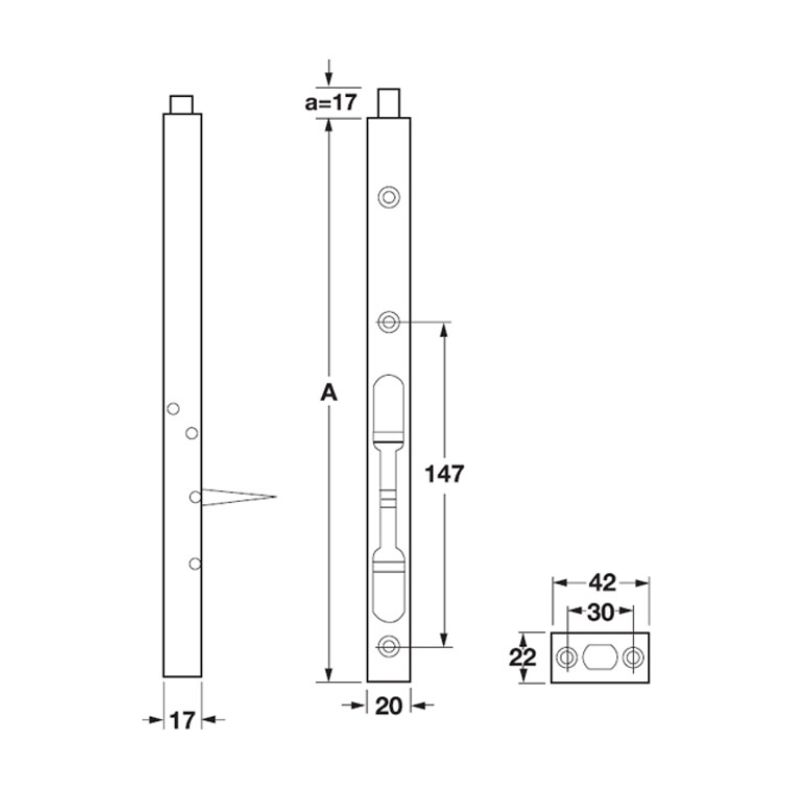 Chốt cửa âm 204mm Hafele DIY 489.71.4500