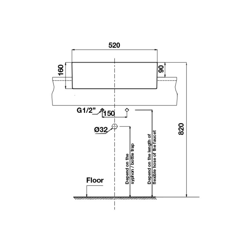 Chậu lavabo bán âm Sapporo Hafele 588.79.0401