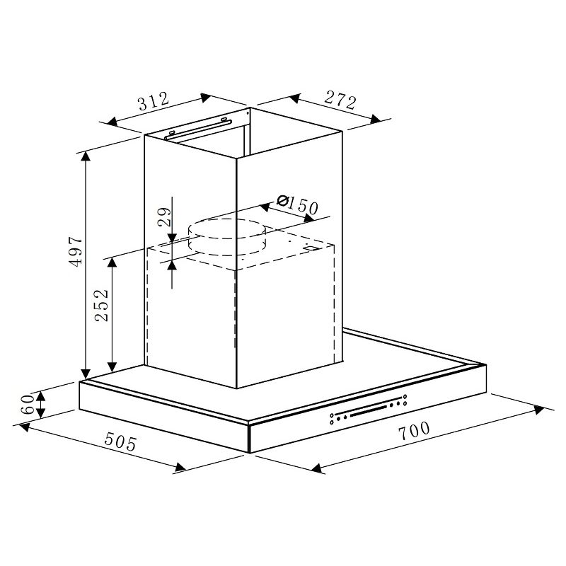 Máy hút mùi áp tường Hafele HC-W705B 533.87.3771