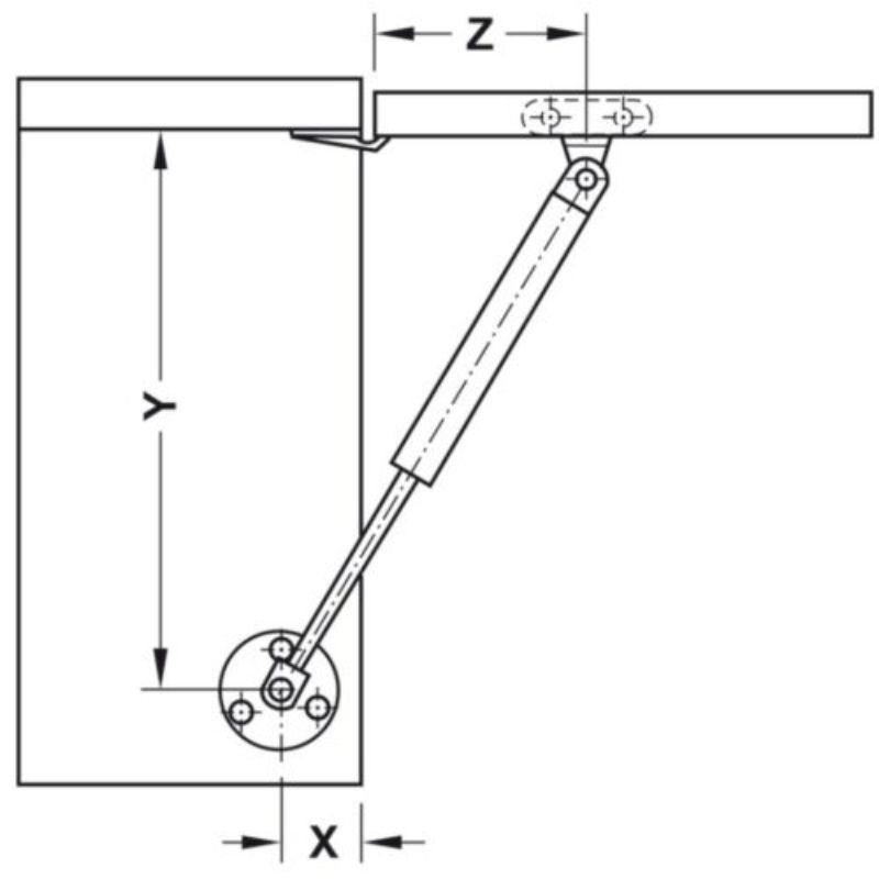 Pittong đẩy cánh tủ 100N Hafele 373.82.9084