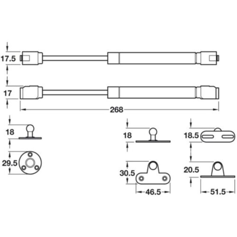 Pittong đẩy cánh tủ 100N Hafele 373.82.9086