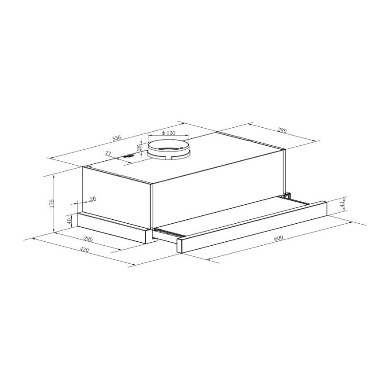 Máy hút mùi âm tủ Binova BI-26-GT-060