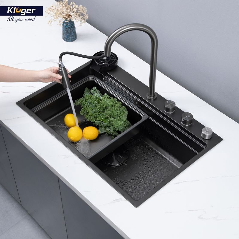 Chậu rửa bát 1 hố Kluger KWF8161FB-S76W Plus1