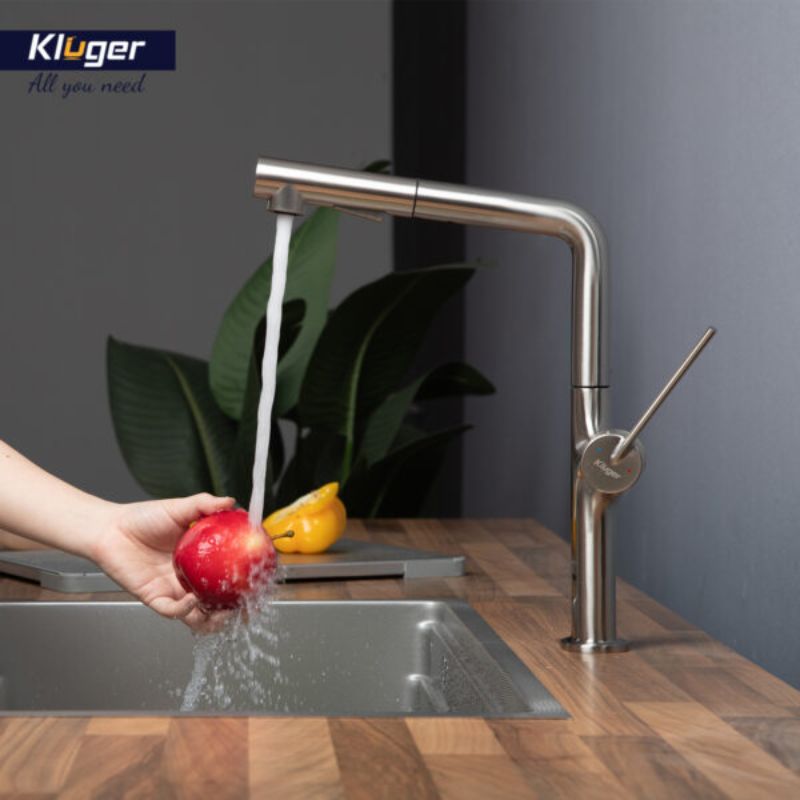 Vòi rửa bát nóng lạnh Kluger KLF0001S có dây rút0