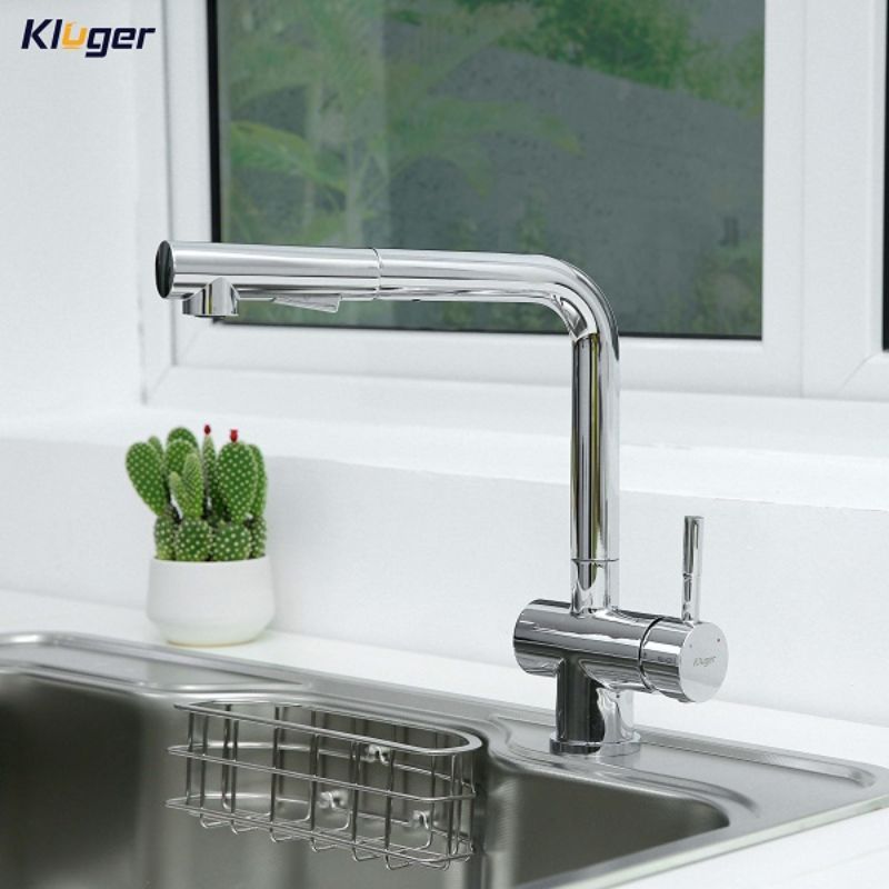 Vòi rửa bát nóng lạnh Kluger KLF0013C có dây rút0