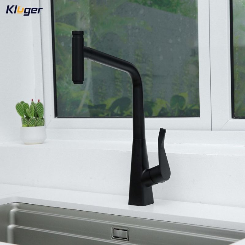 Vòi rửa bát nóng lạnh Kluger KLF0016B có dây rút0