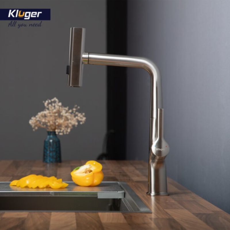 Vòi rửa bát nóng lạnh Kluger KLF0018S có dây rút0