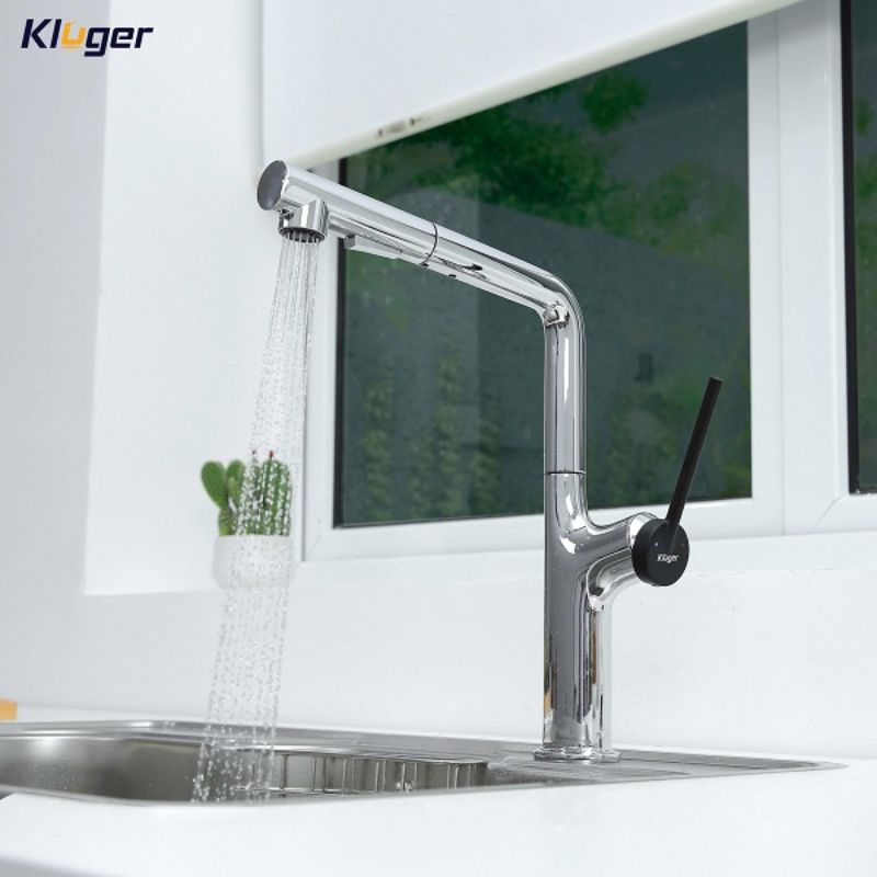 Vòi rửa bát nóng lạnh Kluger KLF0001C có dây rút1