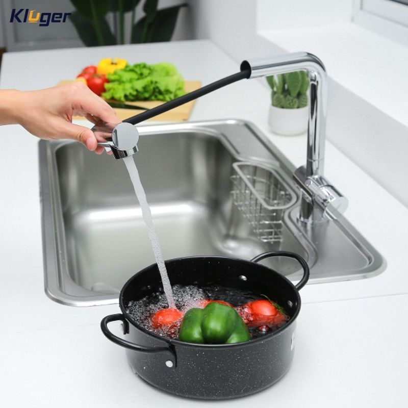 Vòi rửa bát nóng lạnh Kluger KLF0013C có dây rút1