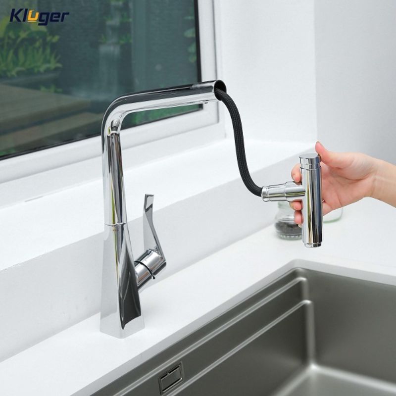 Vòi rửa bát nóng lạnh Kluger KLF0016C có dây rút1