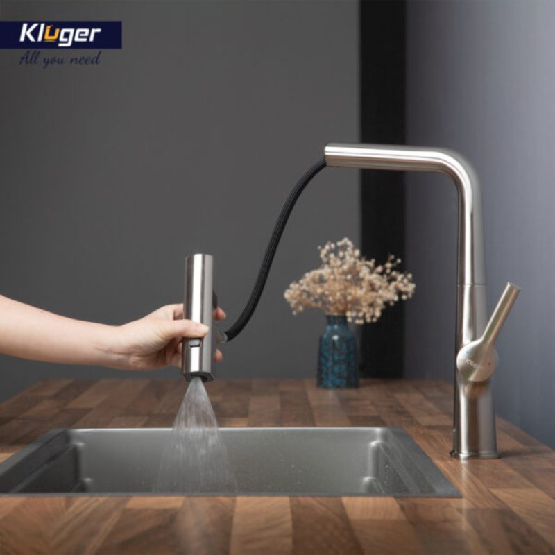 Vòi rửa bát nóng lạnh Kluger KLF0018S có dây rút1