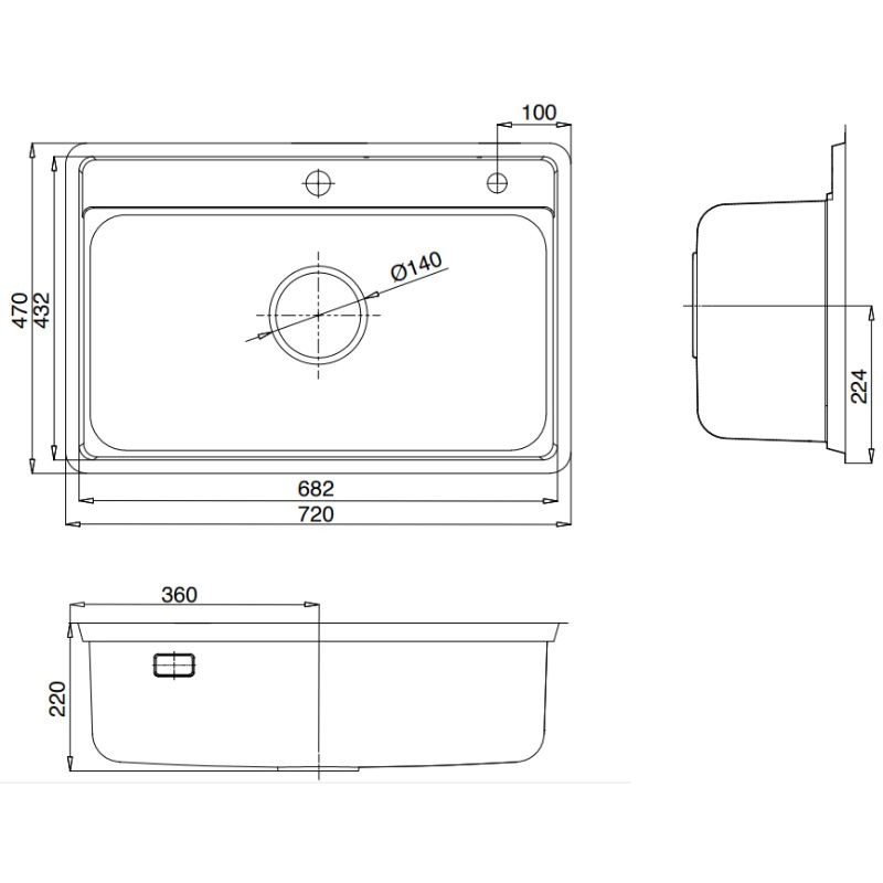 Chậu rửa bát 1 hố Kluger KW8101FS-S722