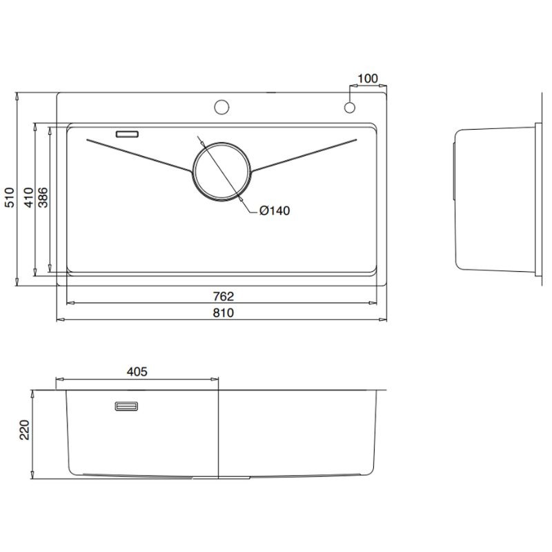 Chậu rửa bát 1 hố Kluger KW8181FS-S812