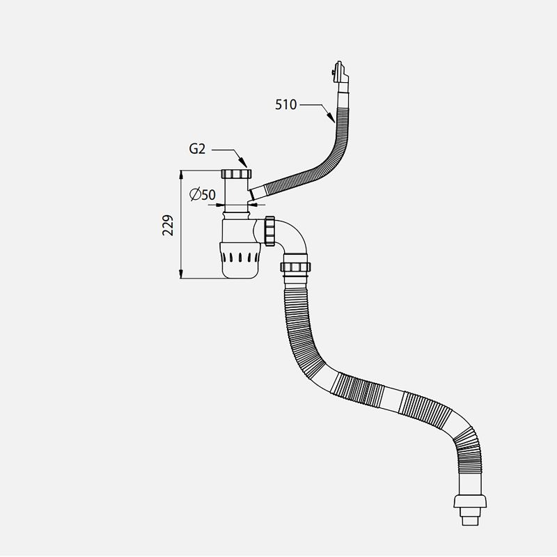 Siphon chậu rửa bát 1 hố Kluger KSP-3010