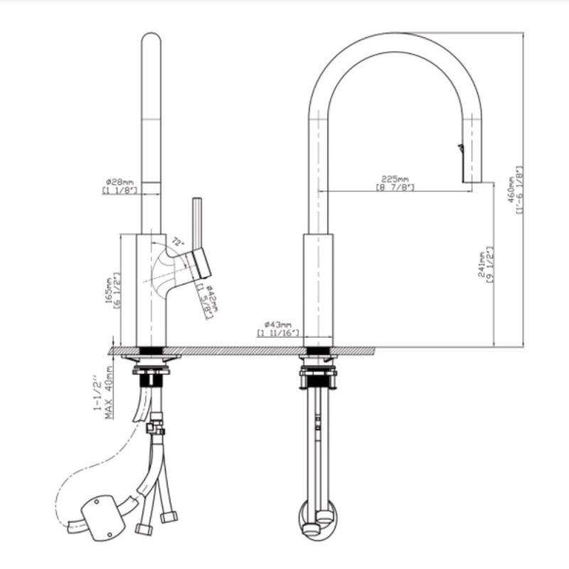 Vòi rửa bát nóng lạnh Kluger KLF0006C có dây rút2