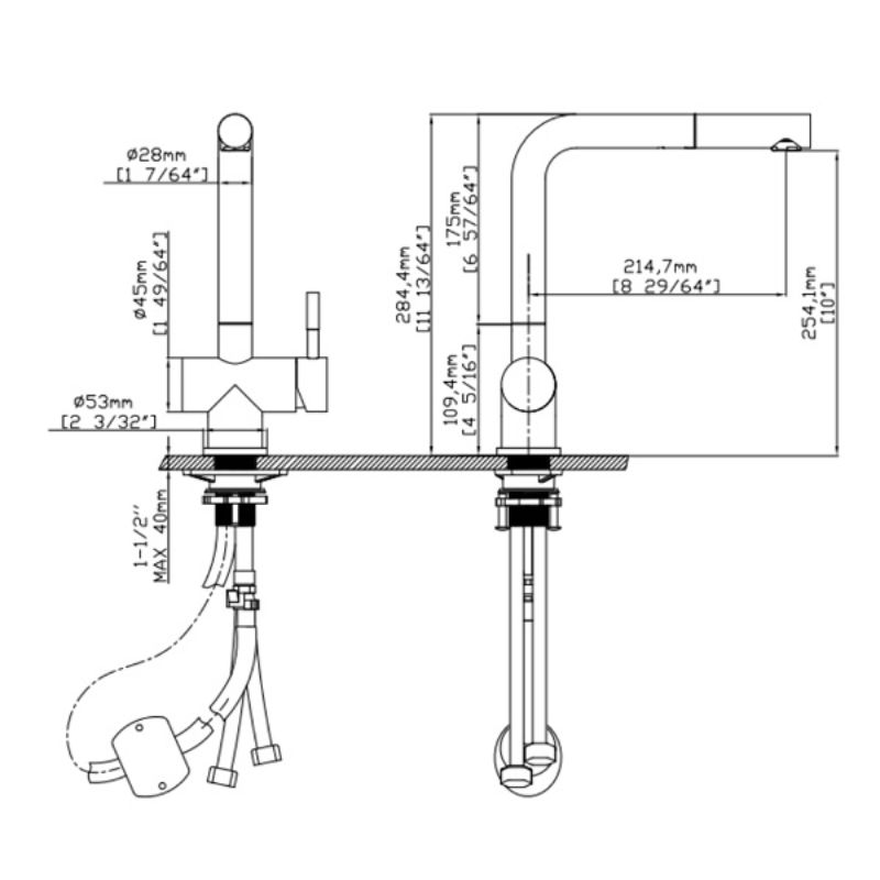 Vòi rửa bát nóng lạnh Kluger KLF0013C có dây rút2