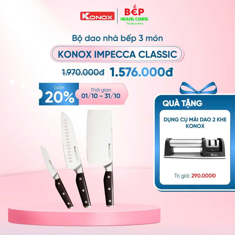 Bộ dao làm bếp cao cấp 3 món Konox Impecca Classic