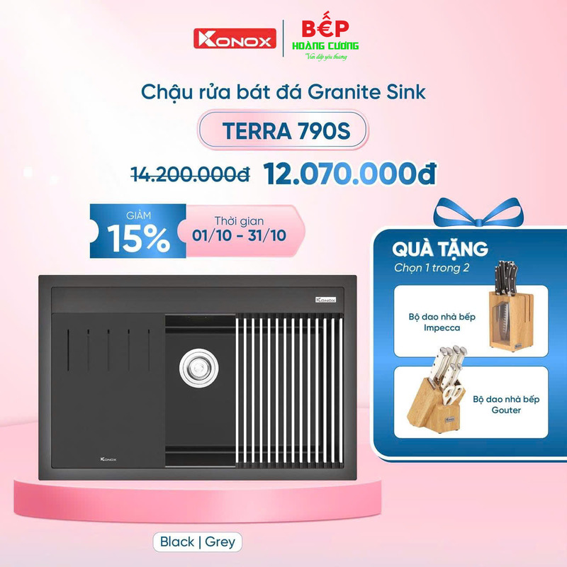 Chậu rửa bát đá 1 hố Konox Terra 790S