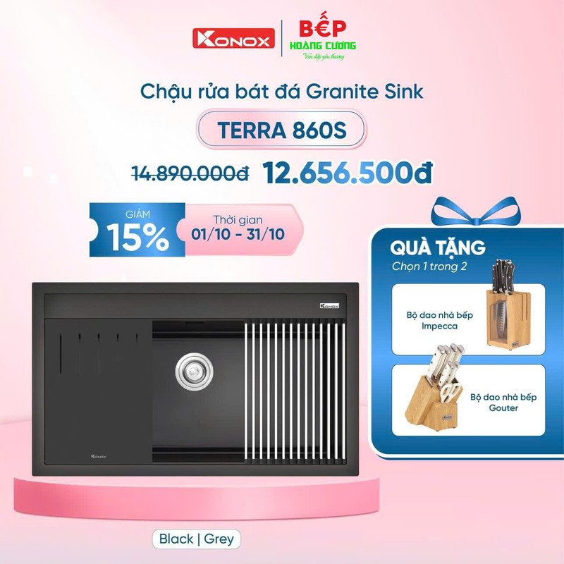 Chậu rửa bát đá 1 hố Konox Terra 860S