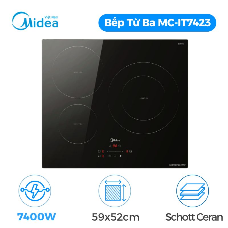 Bếp điện từ Midea 3 vùng nấu MC-IT7423 lắp âm