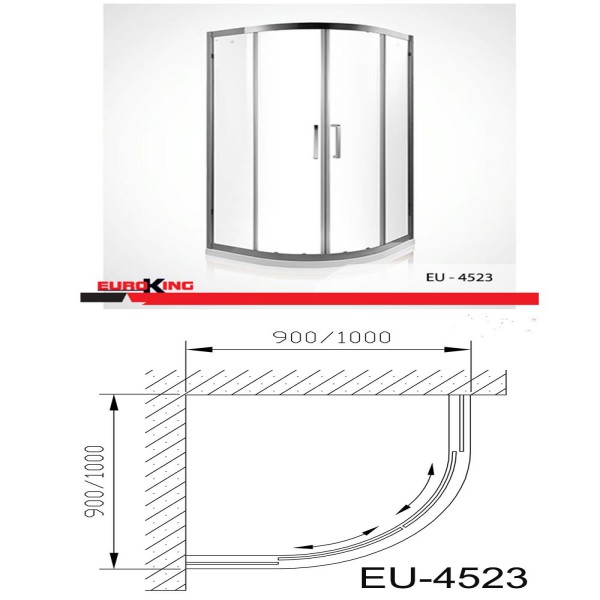 Phòng tắm vách kính Euroking EU-4523 900mm1