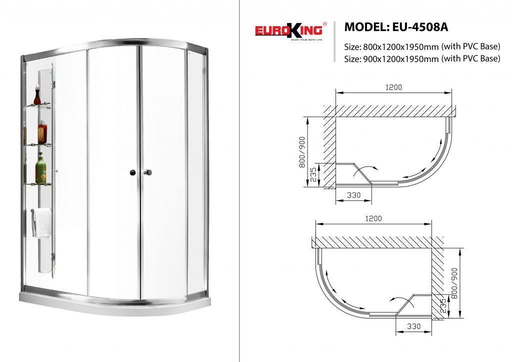 Phòng tắm vách kính Euroking EU-4508A 800mm0