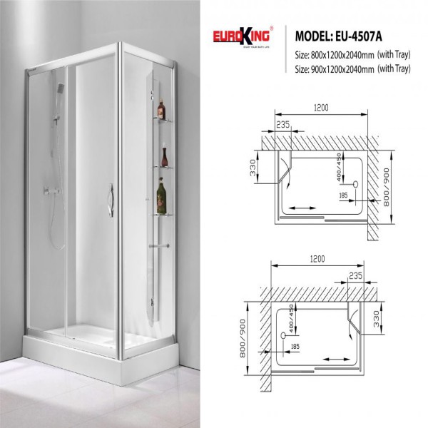 Phòng tắm vách kính Euroking EU-4507A 900mm1