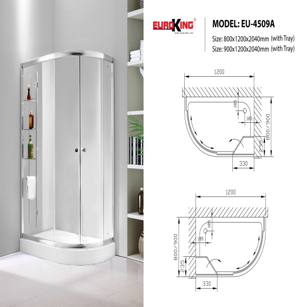 Phòng tắm vách kính Euroking EU-4509A 900mm1