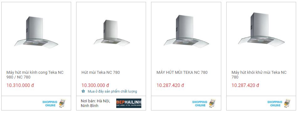 So sánh giá máy hút mùi Teka NC 780
