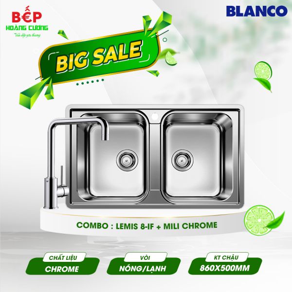 Combo Chậu rửa bát Bosch Blanco LEMIS 8-IF Chrome 237372 + Vòi rửa bát Blanco MILI Chrome
