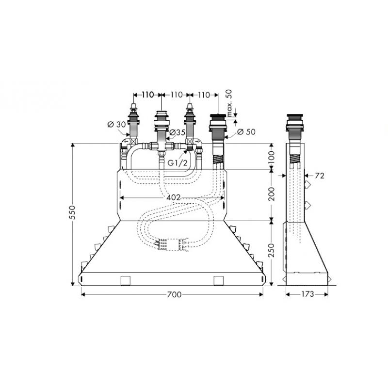 Bộ âm cho bộ trộn bồn tắm 4 lỗ Hafele 589.29.951